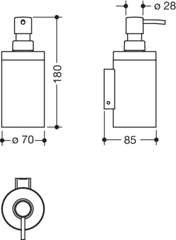 HEWI Seifenspender mit Halter System 900, Halter Edelstahl, Seifenspender Polyamid, Pumpenkopf in Edelstahloptik, H: 180mm, anthrazitgrau 900.06.001XA 92