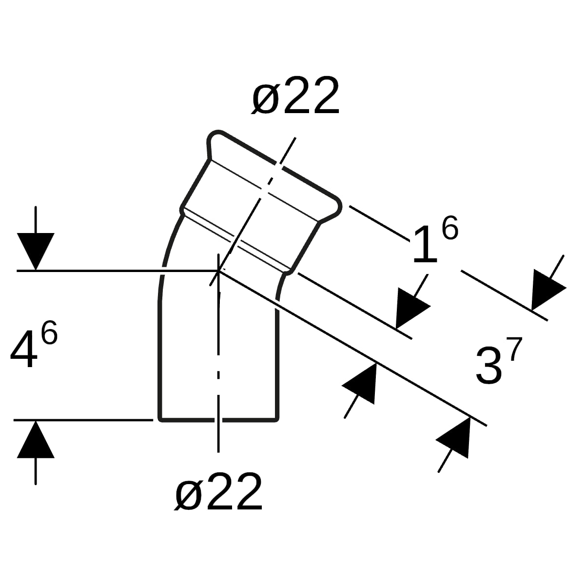 Geberit Mapress Edelstahl Bogen 30 Grad d22 mit Einschubende 36133