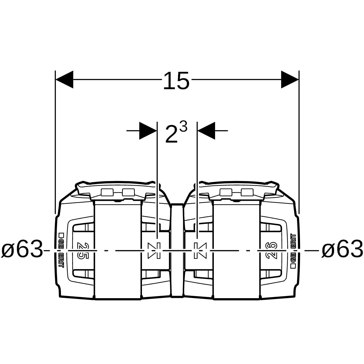 Geberit FlowFit Übergang auf Mepla SiBr d63-d63 620.096.00.1
