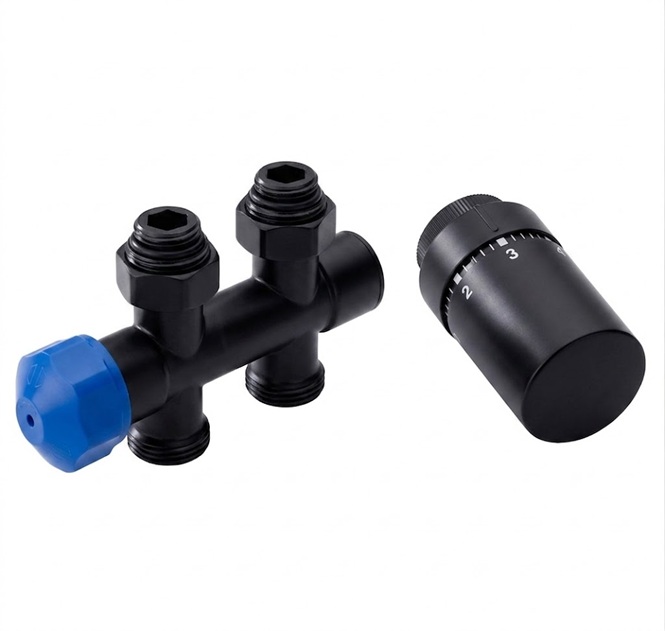 HSK Mittelanschluss-Garnitur Set Durchgang, schwarz-matt 890832-68
