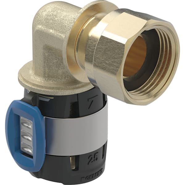 Geberit FlowFit Übergangsbogen 90 Grad mit Überwurfmutter, SiBr d25-G3/4 620.693.00.1