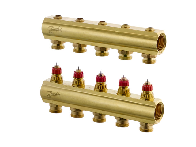 Danfoss Fussbodenheizungs-Verteiler FHF-5, 5 Kreise, ohne Durchflussanzeige 088U0505