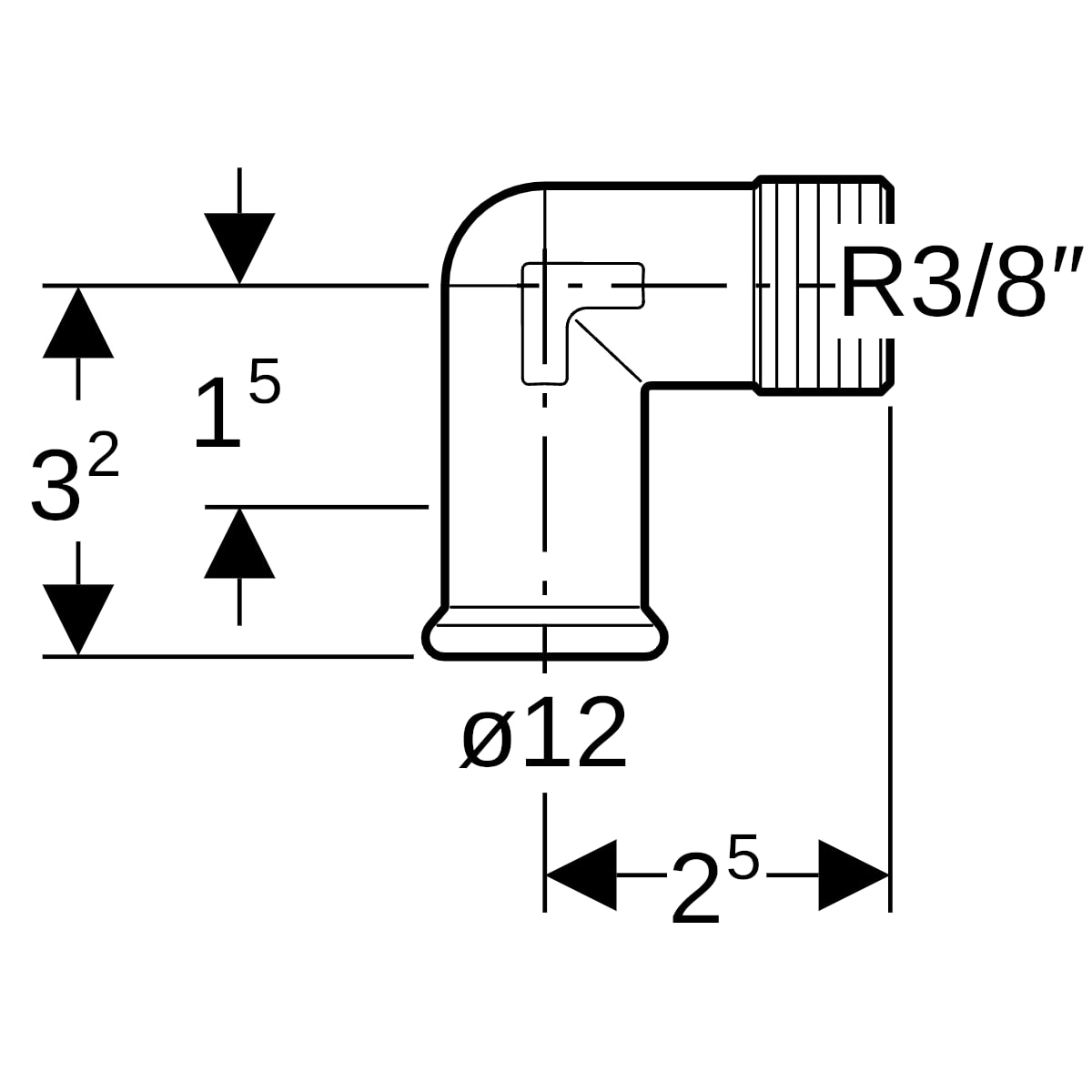 Geberit Mapress C-Stahl Übergangswinkel 90 Grad mit AG d12-R3/8 verzinkt 21611