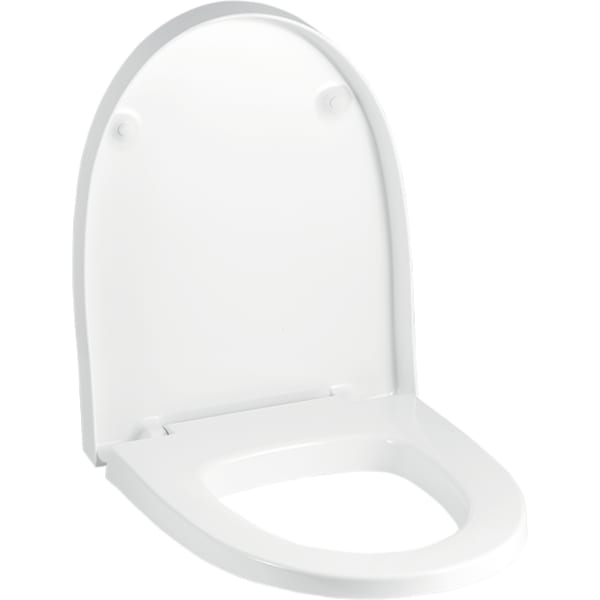 Geberit Flow WC-Sitz, weiß Scharniere verchromt mit Absenkautomatik 575950000