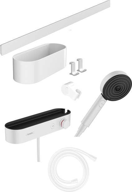Hansgrohe Bundle WallStoris 105 3 jet Brausethermosstat 700 mattweiss 24250700