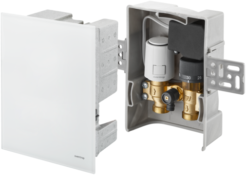 Oventrop Unibox TQ-RTL R-Tronic Thermostat, Q-Tech, Echtglas weiß 1022782