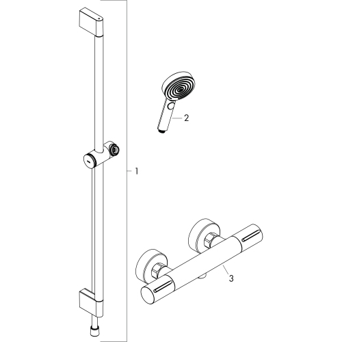 Hansgrohe Brausesystem Pulsify Select S 105 3 jet Eco Relaxation Ecostat Element Brausestange 650mm schwarzmatt 24272670