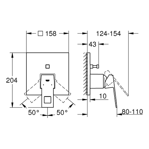 Grohe Einhand-Wannenbatterie Eurocube supersteel Fertigmontage-Set für Rapido SmartBox 24062DC0