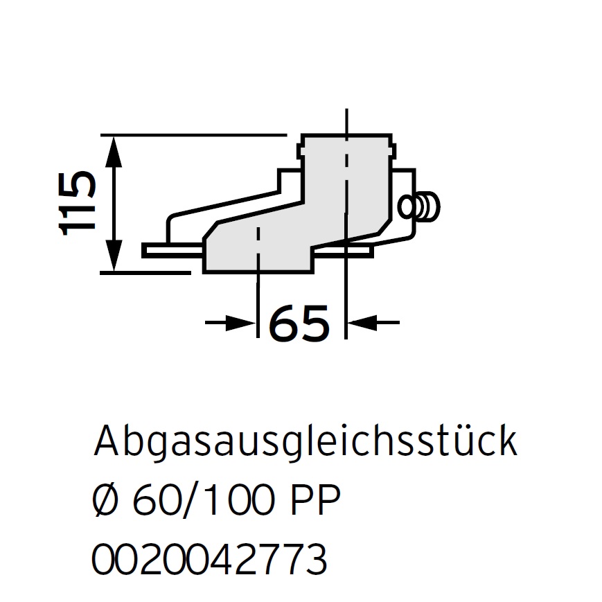 Vaillant Abgas-Ausgleichsstück DN60/100 PP für Tiefenunterschied classic zu plus 65mm 0020042773