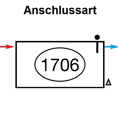 Zehnder Anschlussart 1706, wechselseitig oben links für Charleston, Anschluss 2-Rohr mit externem Ventil 1706