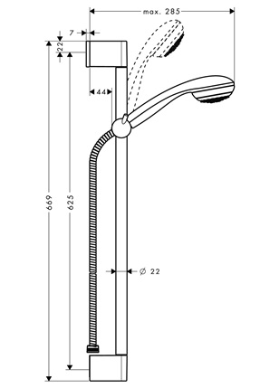 Hansgrohe Crometta 85 Brauseset Mono EcoSmart+ mit Brausestange 650mm, Chrom 27652000
