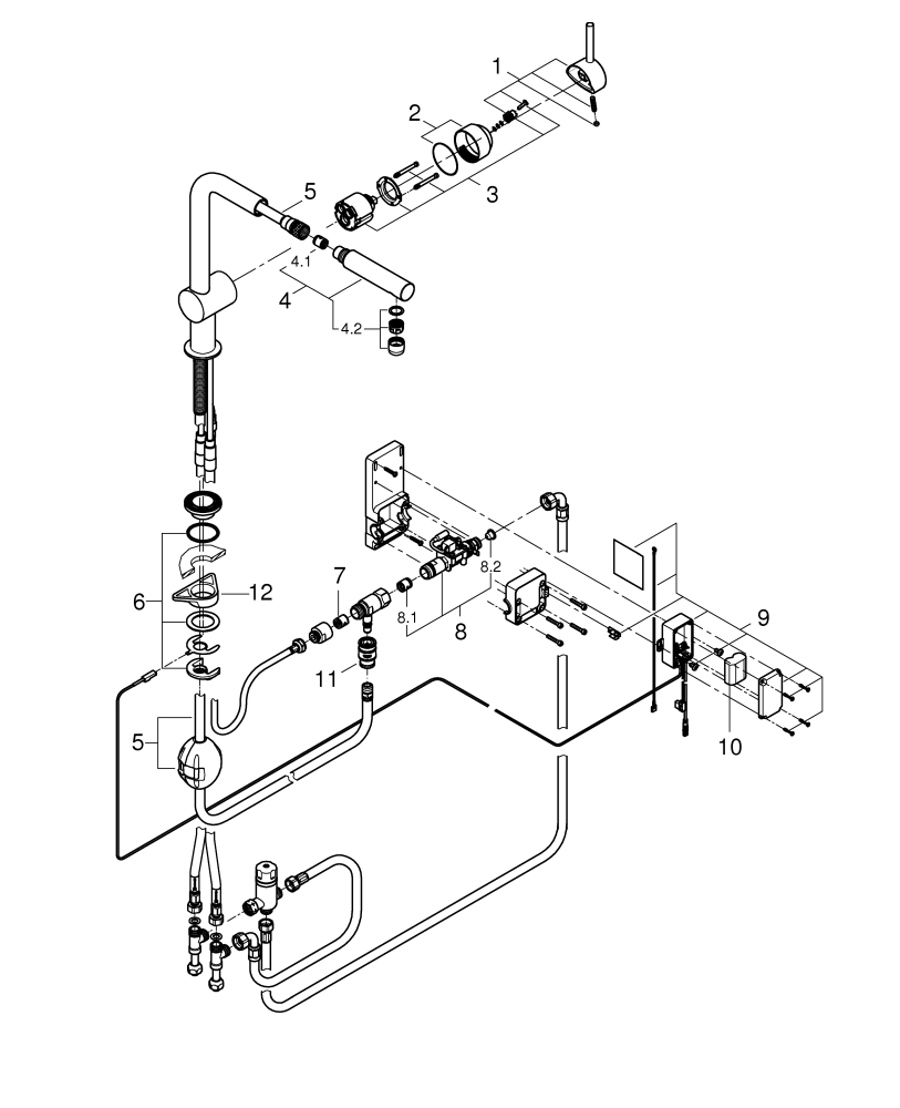 Grohe Minta Touch Elektronische-Einhebel-Spültischbatterie supersteel Auslauf, Ausladung 224mm 31360DC1
