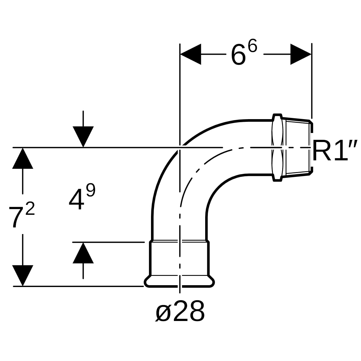 Geberit Mapress C-Stahl Übergangsbogen 90 Grad mit AG d28-R1 verzinkt 20508