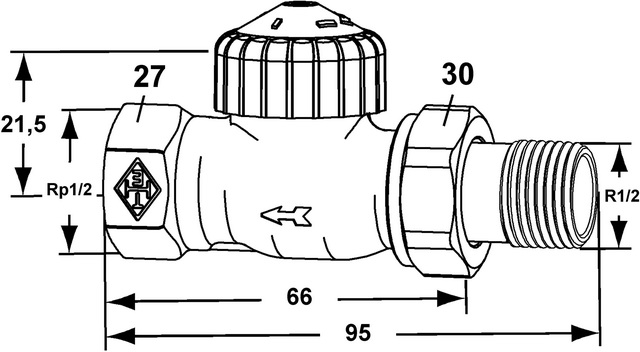 Heimeier Thermostatventil V-exact II umgekehrte Flußrichtung DN15 Durchgangs-Ausführung, 1/2" 9104-02.000