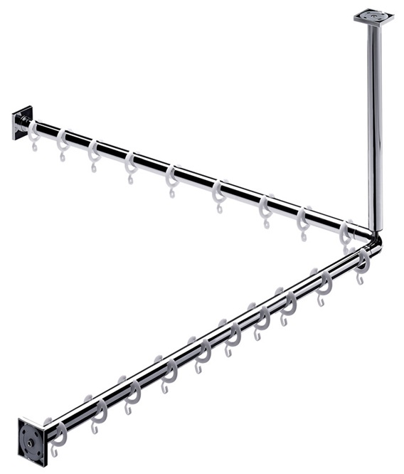 Emco Duschvorhang-Set System2 2 Duschvorhangstangen 900mm, 2x Duschvorhangstange 2x Befestigung, 18x Ringe, chrom 358700121