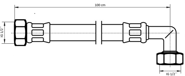 Neoperl NEOFLEX Panzerschlauch DN10 IG x IG gebogen, 1/2" x 1/2" 100cm 66873100