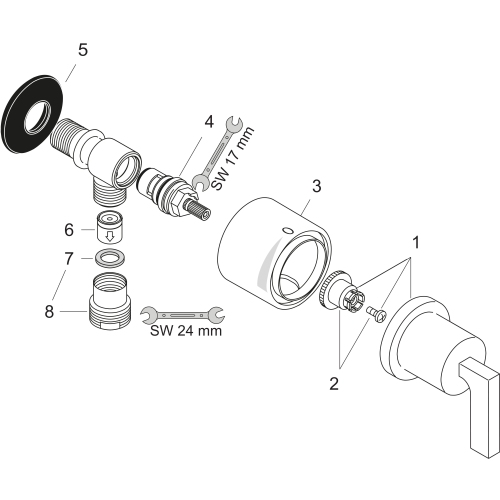 Hansgrohe AXOR Citterio Wandanschluss Stop mit Rückflussverhinderer, Absperrventil und Hebelgriff, Chrom 39882000