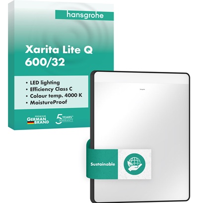 Hansgrohe Spiegel Xarita Lite Q 600/30 mit horizontaler LED Beleuchtung Wandschalter schwarzmatt 54957670
