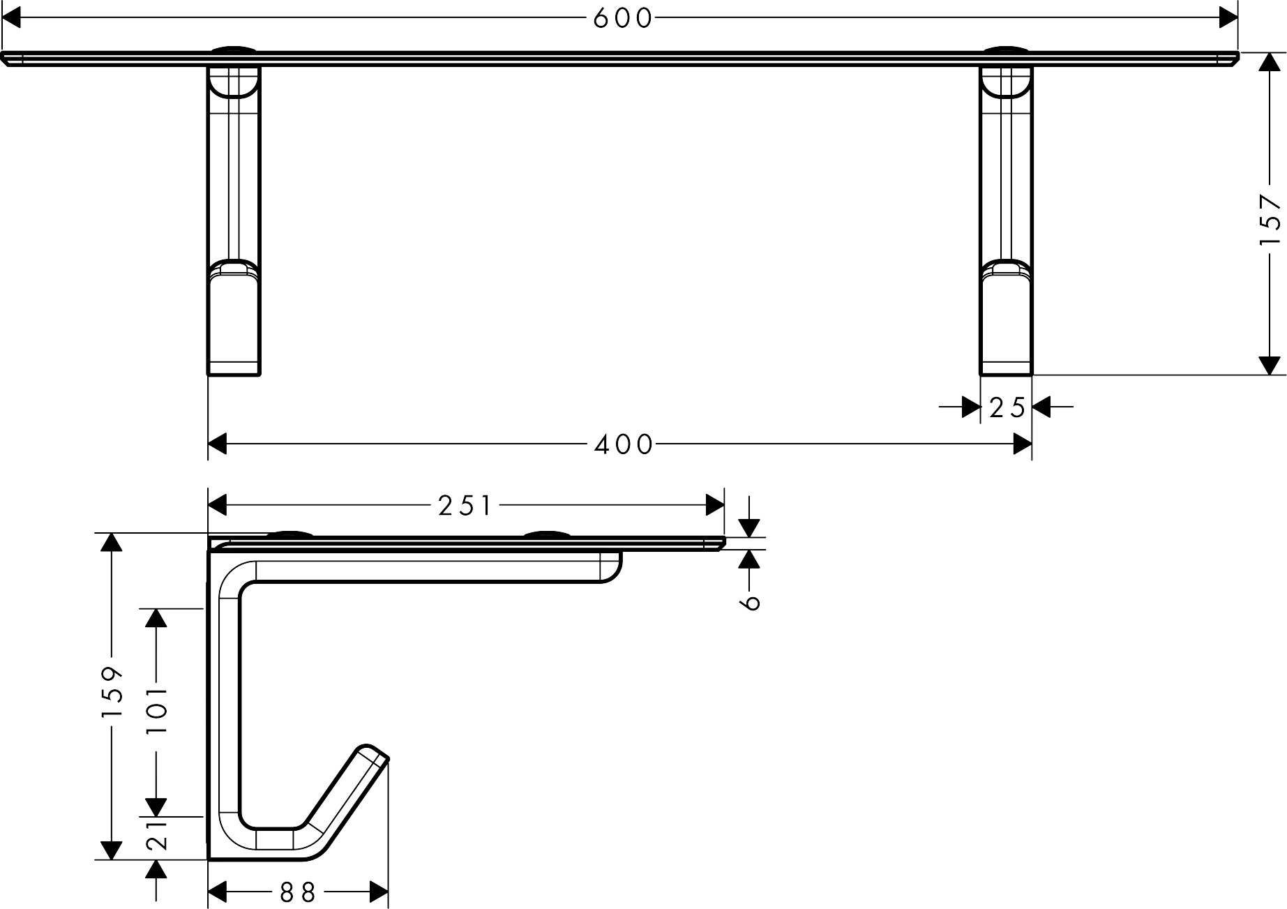 Hansgrohe Badetuchablage Axor Universal Softsquare brushed nickel 42842820