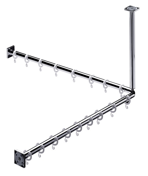 Emco Duschvorhang-Set System2 2 Duschvorhangstangen 800mm, 2x Duschvorhangstange 2x Befestigung, 16x Ringe, chrom 358700120
