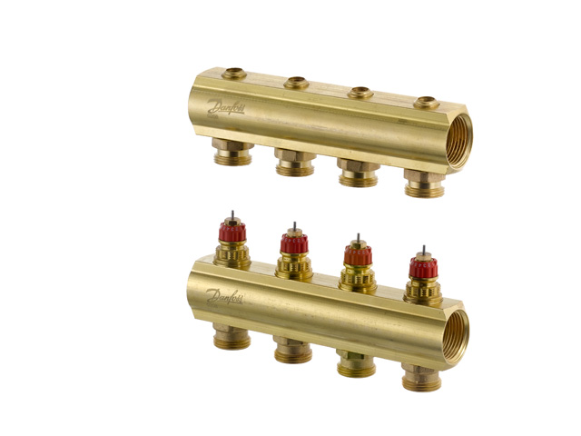 Danfoss Fussbodenheizungs-Verteiler FHF-4, 4 Kreise, ohne Durchflussanzeige 088U0504