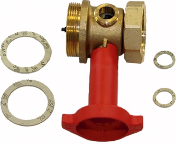Wolf Absperrarmatur DN32 Vorlauf mit Bohrung, Griff rot 2073138