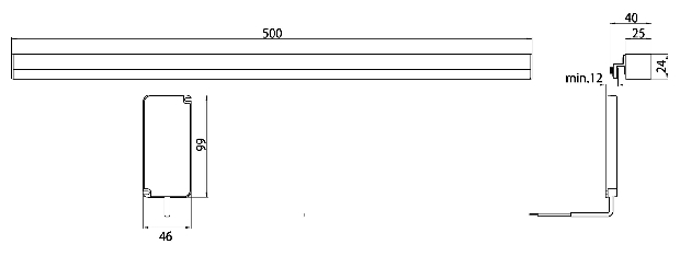 Emco LED-Spiegelklemmleuchte System2, neutralweiss 4000 K, waagerecht 500x24x40mm 449200106