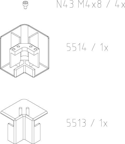 Kermi Set Eckverbinder für Eckeinstieg 2-teilig bodenfrei (Gleittüren) (NI C2R/L) 2535882