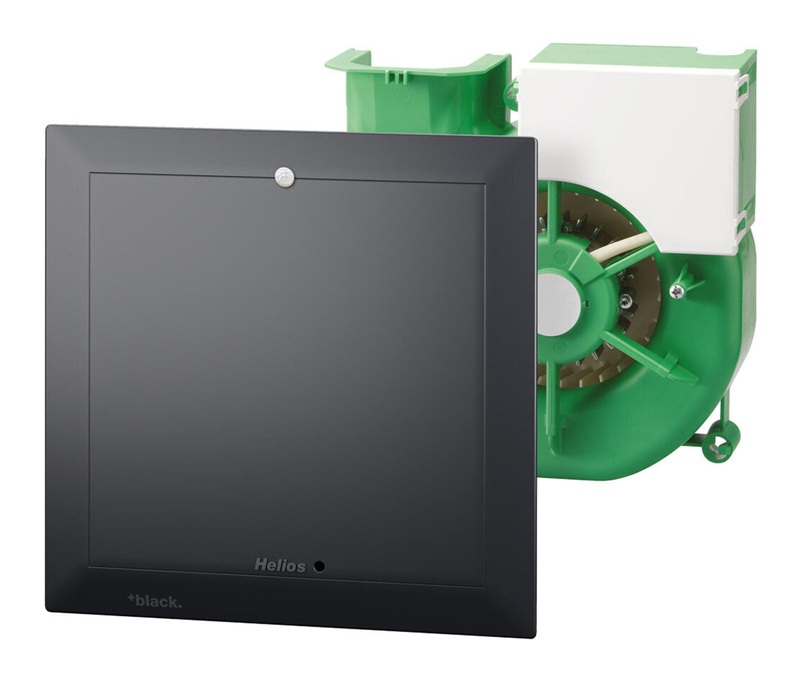 Helios ELS NFC P black Ventilatoreinsatz mit Fassade in Schwarz 7,5-100 m3/h, Präsenzmel, Int 40783