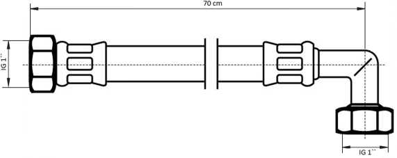 Neoperl NEOFLEX Panzerschlauch DN25 IG x IG gebogen, 1" x 1" 70cm 66930070