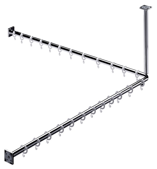 Emco Duschvorhang-Set System2 2 Duschvorhangstangen 1200mm, 2x Duschvorhangstange 2x Befestigung, 24x Ringe, chrom 358700123