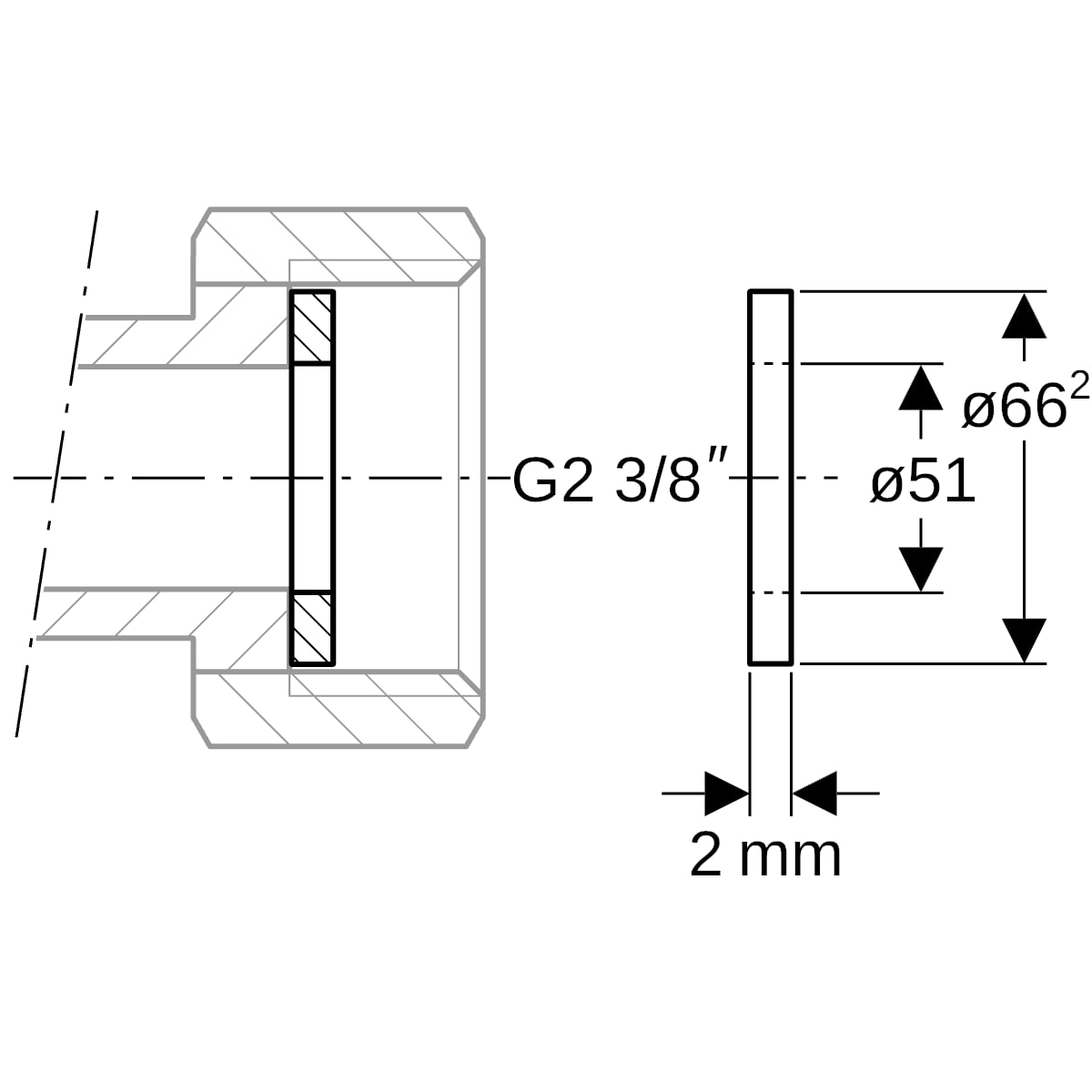 Geberit Mapress Flachdichtung Faserverbundwerkstoff d66.2xdi51.0x2 600.090.00.1