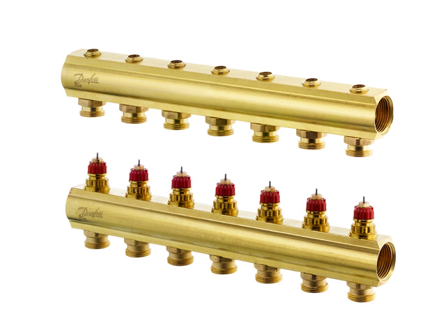 Danfoss Fussbodenheizungs-Verteiler FHF-7, 7 Kreise, ohne Durchflussanzeige 088U0507