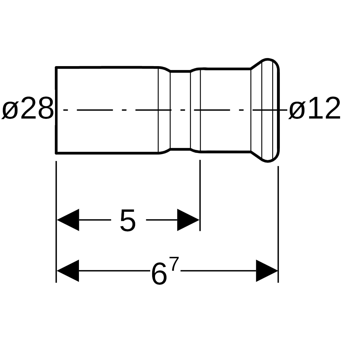 Geberit Mapress C-Stahl Reduktion mit Einschubende d28-12 verzinkt 22349