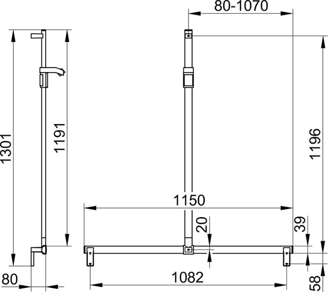 Keuco Duschhandlauf AXESS Brausestange 1150/1301mm silber-eloxiert 35014171213