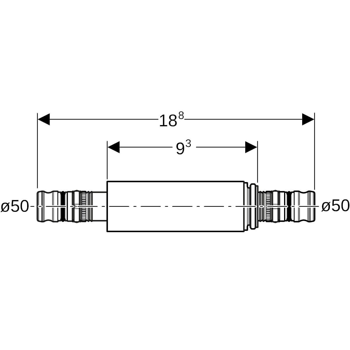 Geberit Mepla Langkupplung Rotguss d50 606.575.00.5