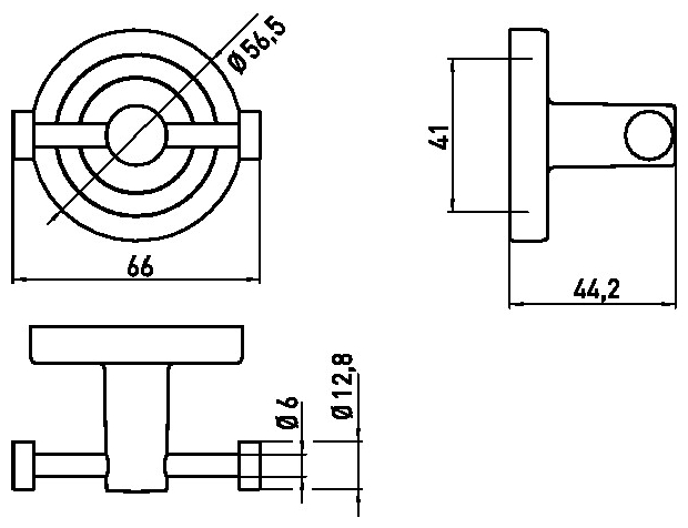 Emco Doppelhaken Polo 66mm, D=56,5mm, chrom 077500102