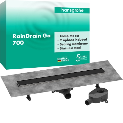 Hansgrohe Komplettset DR RainDrain Go 700 rückseitig befliesbar für Standard-/flache Installation, schwarzmatt 56272670
