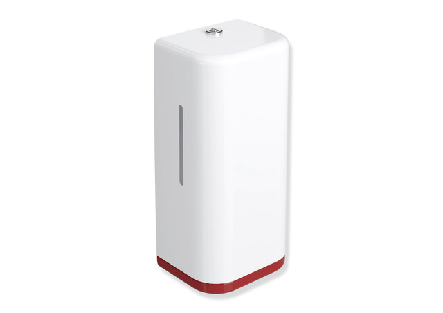HEWI SENSORIC Elektronischer Schaumseifenspender, Korpus signalweiß, Rahmenelement / Entnahmeöffnung, 500ml, rubinrot 477.06.10398 33