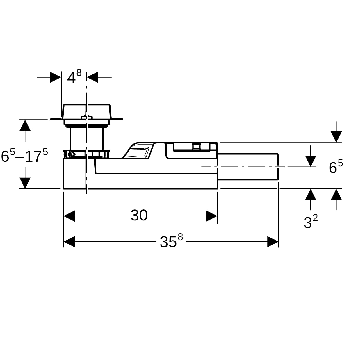 Geberit Rohbauset, zu Duschrinne CleanLine, d40 H65 154.152.00.1