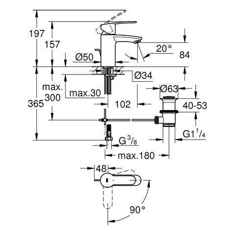 Grohe Eurostyle C Einhand-Waschtischbatterie chrom EcoJoy 2337420E