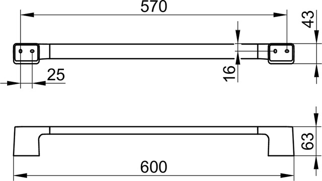 Keuco Badetuchhalter Aveno, 600mm, schwarz matt 14601370600