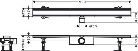 Hansgrohe Komplettset RainDrain Compact 900mm für Standardinstallation gebürstet edelstahl 56180800