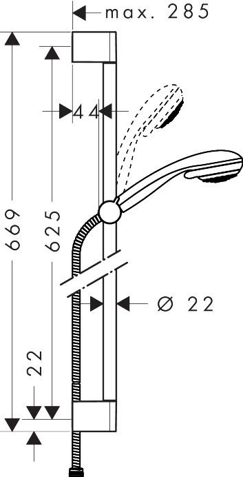 Hansgrohe Brauseset Crometta 85 Mono mit Brausestange 650mm, Chrom 27728000