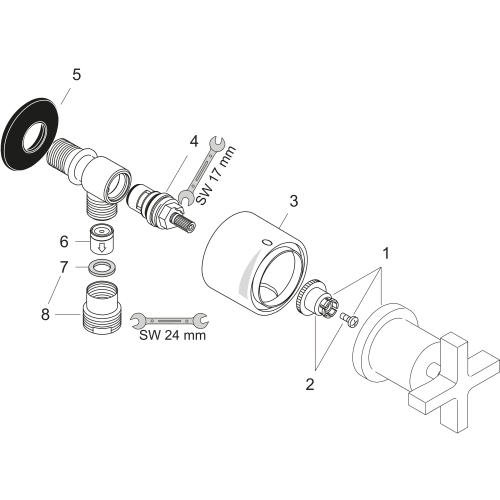 Hansgrohe AXOR Citterio Wandanschluss Stop mit Rückflussverhinderer, Absperrventil und Kreuzgriff, Chrom 39883000