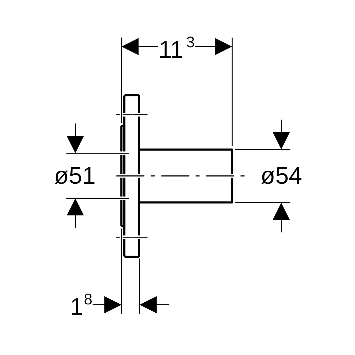 Geberit Mapress C-Stahl Flansch PN 10/16 mit Einschubende d54 23788