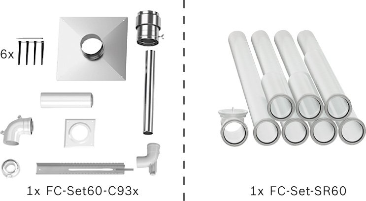 Bosch Abgas-Paket Schacht starr, 60/100, 10m, raumluftunabhängig Abgas-Standardpaket BOPA FC31 S 7739619188