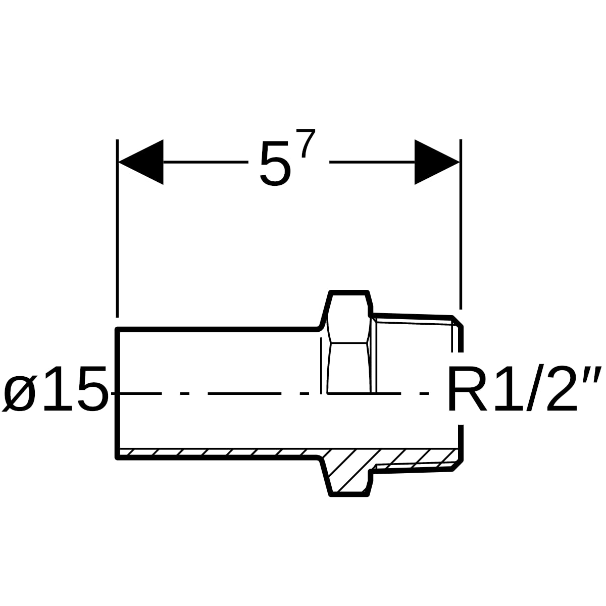 Geberit Mapress Edelstahl Übergang mit AG und Einschubende d15-R1/2 31932