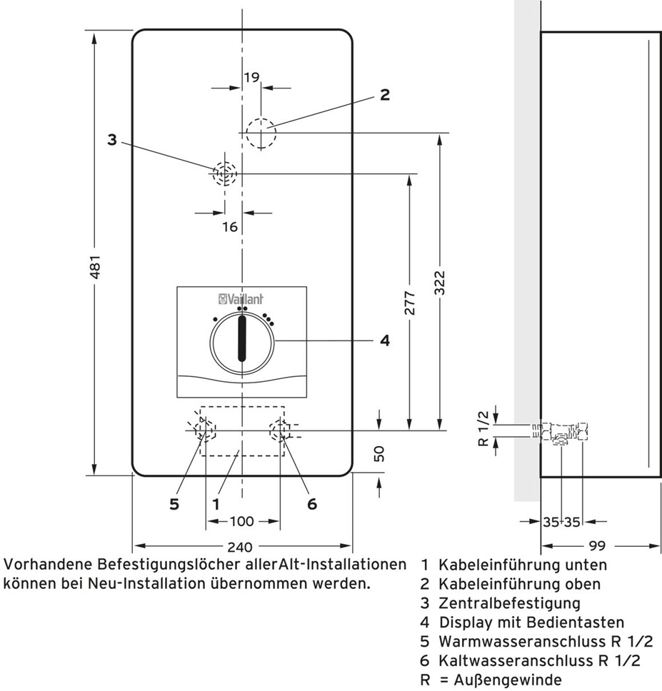 Vaillant electronicVED E 24/8 B pro 24kW Elektro-Durchlauferhitzer 0010023795