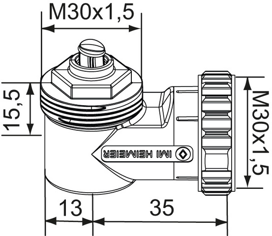 Heimeier Winkelanschluss M30x1,5 für Thermostat-Köpfe und Stellantriebe 7300-00.700